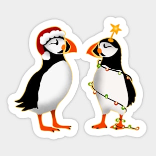 Puffins in Christmas Gear Sticker